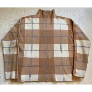 Rachel Zoe Sweater Women’s Size XL Plaid Brown Viscose Blend Work Casual Comfort